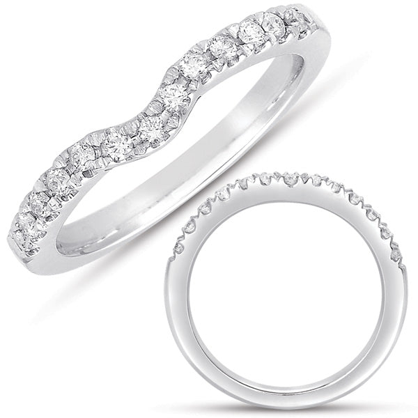 This Band is available in 14K White Gold. There are a total of 13 stones. There are Round with a total carat weight of 0.28 set in a Prong Set setting.