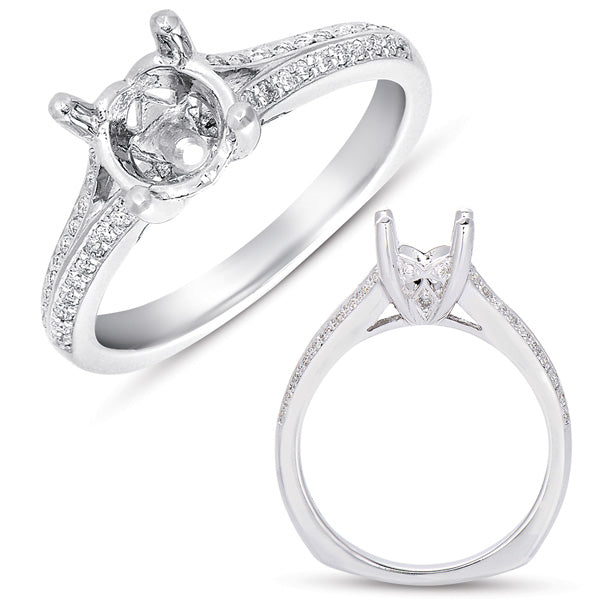 This Engagement Ring  is available in 14K White Gold. There are a total of 46 stones. There are Rounds with a total carat weight of 0.17 set in a Micro Pave setting.