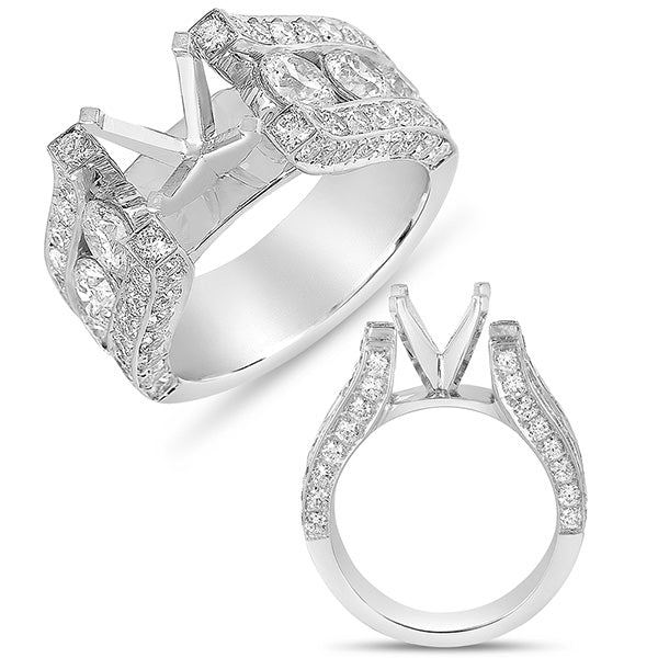 This Engagement Ring  is available in 14K White Gold. There are a total of 74 stones. There are Rounds with a total carat weight of 2.83 set in a Prong Set setting.