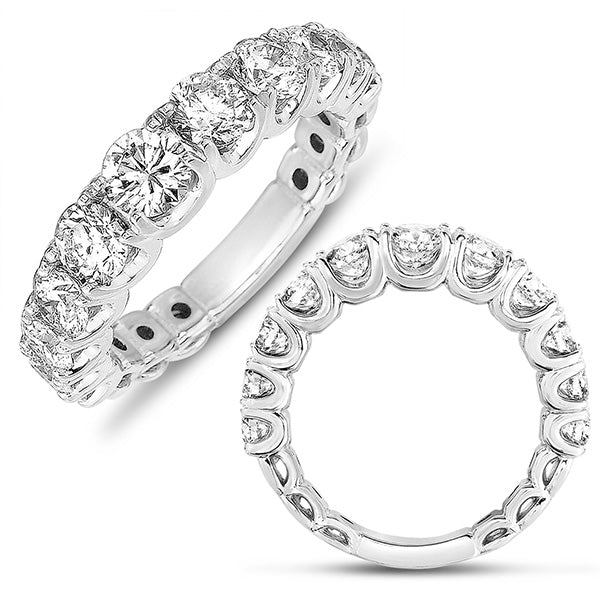 This Band is available in 14K White Gold. There are a total of 11 stones. There are Round with a total carat weight of 2.36 set in a Prong Set setting.