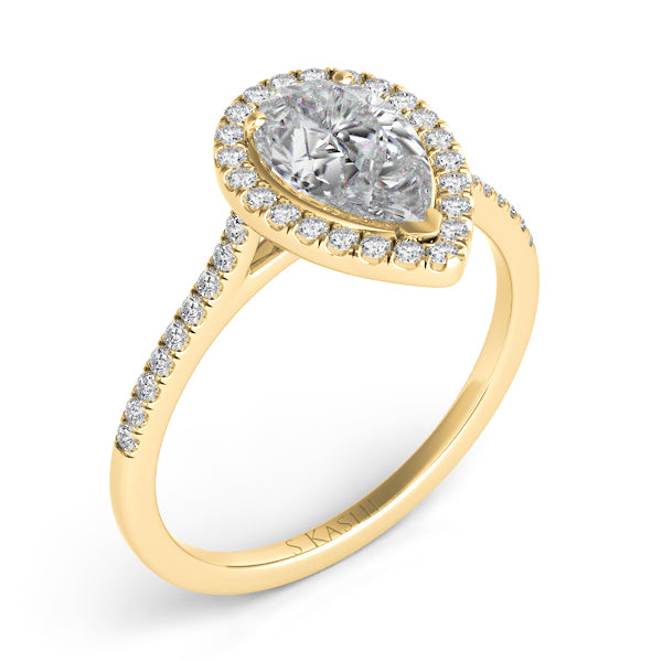 This Engagement Ring  is available in 14K Yellow Gold. There are a total of 41 stones. There are Rounds with a total carat weight of 0.2 set in a Micro Prong setting.