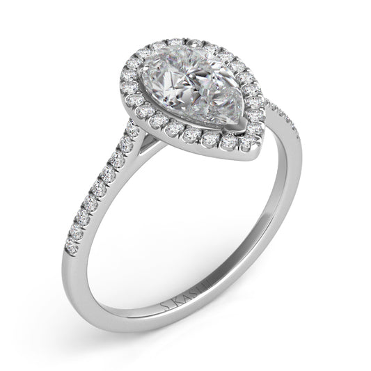 This Engagement Ring  is available in 14K White Gold. There are a total of 42 stones. There are Rounds with a total carat weight of 0.24 set in a Micro Prong setting.