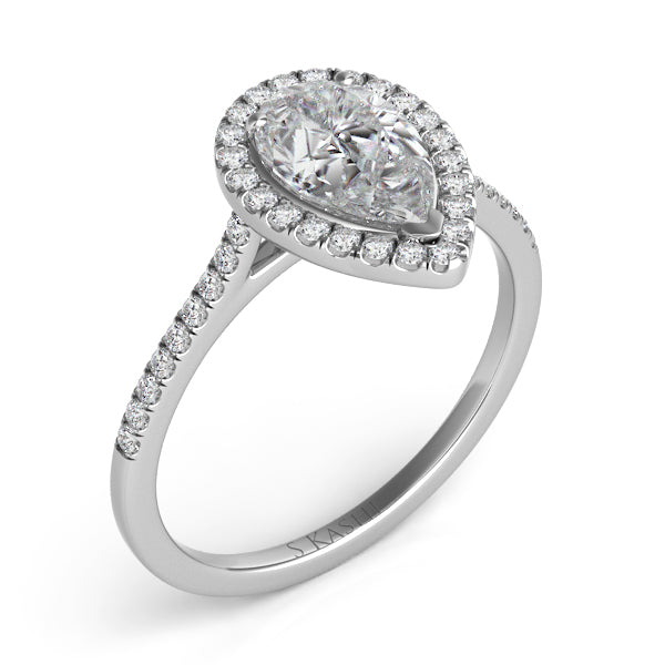 This Engagement Ring  is available in 14K White Gold. There are a total of 40 stones. There are Rounds with a total carat weight of 0.3 set in a Micro Prong setting.