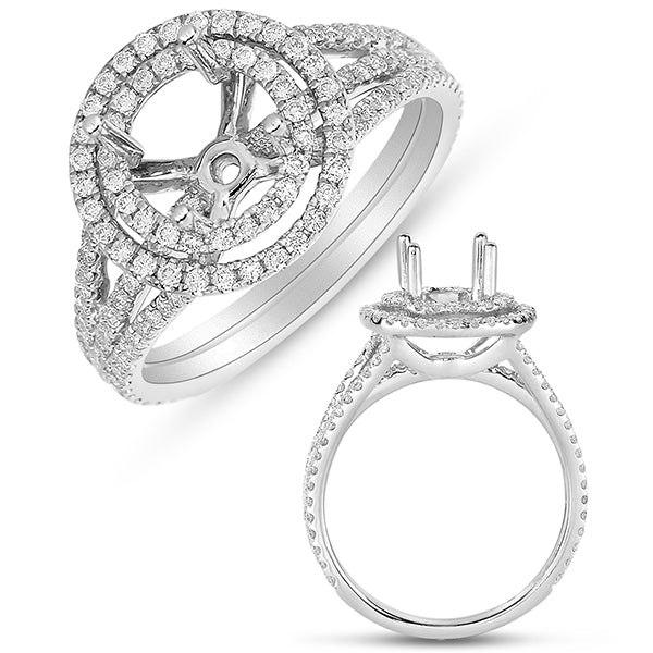This Engagement Ring  is available in 14K White Gold. There are a total of 138 stones. There are Rounds with a total carat weight of 0.8 set in a Micro Prong setting.
