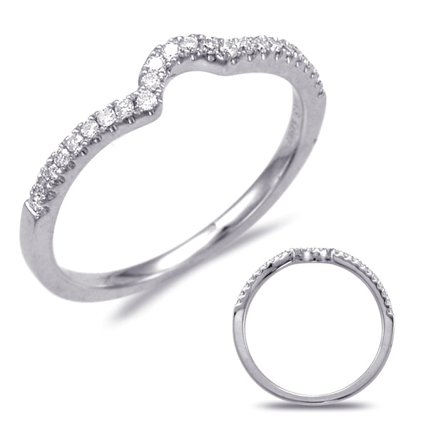 This Band is available in 14K White Gold. There are a total of 24 stones. There are Round with a total carat weight of 0.16 set in a Micro Pave setting.