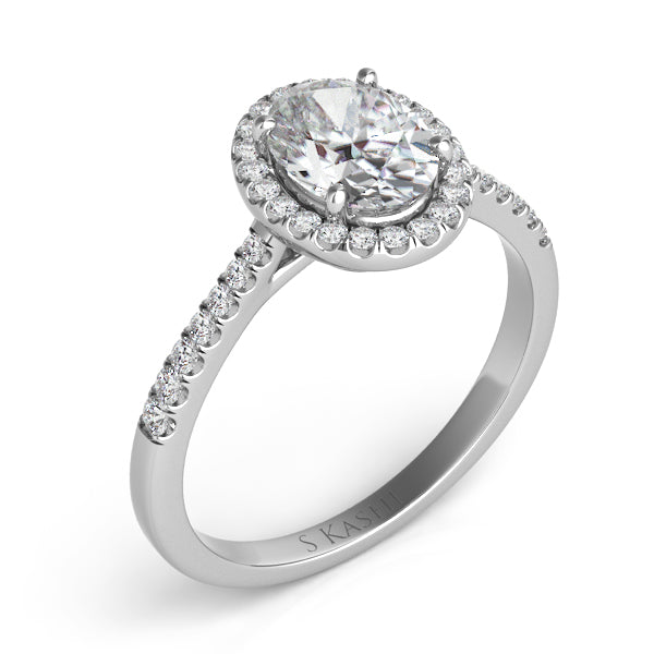 This Engagement Ring  is available in 14K White Gold. There are a total of 38 stones. There are Rounds with a total carat weight of 0.28 set in a Micro Prong setting.