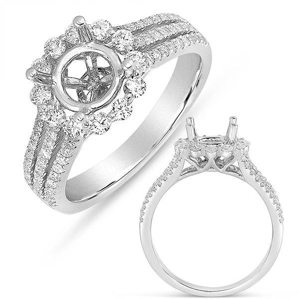 This Engagement Ring  is available in 14K White Gold. There are a total of 76 stones. There are Rounds with a total carat weight of 0.69 set in a  setting.