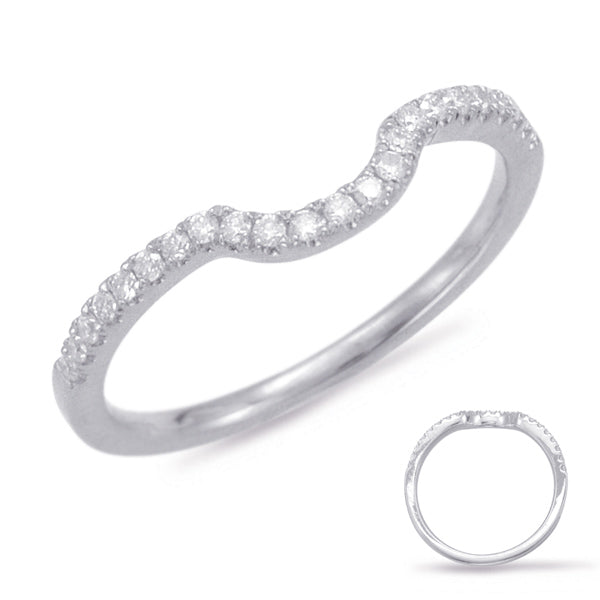This Band is available in 14K White Gold. There are a total of 23 stones. There are Round with a total carat weight of 0.16 set in a Micro Prong setting.