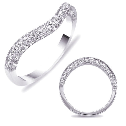 This Band is available in 14K White Gold. There are a total of 41 stones. There are Round with a total carat weight of 0.25 set in a Micro Pave setting.