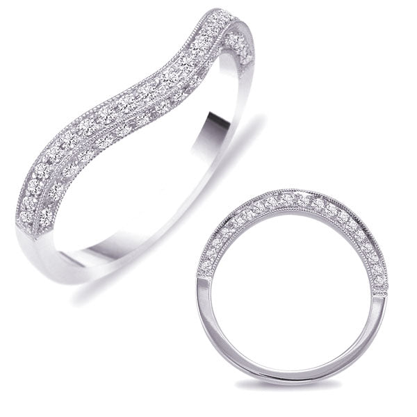 This Band is available in 14K White Gold. There are a total of 41 stones. There are Round with a total carat weight of 0.25 set in a Micro Pave setting.