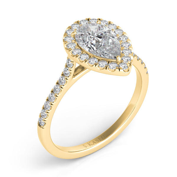 This Engagement Ring  is available in 14K Yellow Gold. There are a total of 39 stones. There are Rounds with a total carat weight of 0.41 set in a Micro Prong setting.
