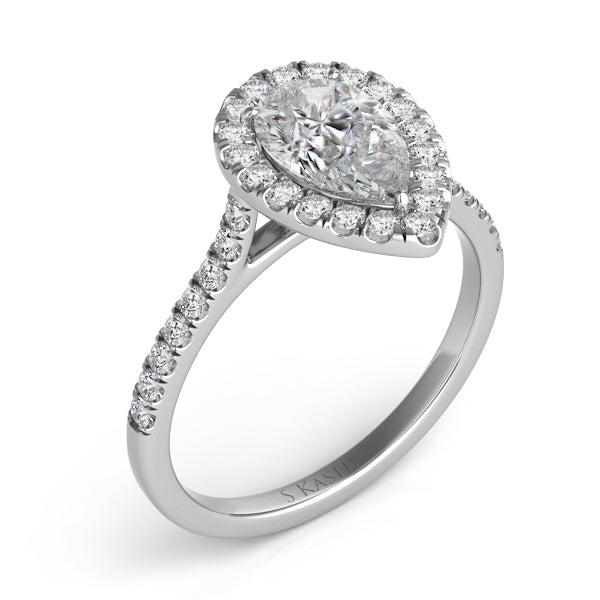This Engagement Ring  is available in 14K White Gold. There are a total of 35 stones. There are Rounds with a total carat weight of 0.33 set in a Micro Prong setting.