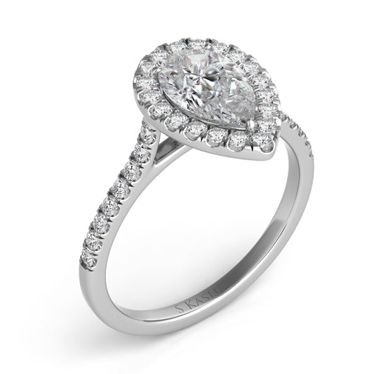 This Engagement Ring  is available in 14K White Gold. There are a total of 35 stones. There are Rounds with a total carat weight of 0.35 set in a Micro Prong setting.