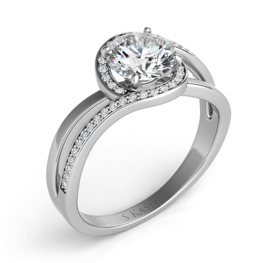 This Engagement Ring  is available in 14K White Gold. There are a total of 40 stones. There are Rounds with a total carat weight of 0.27 set in a Micro Pave setting.