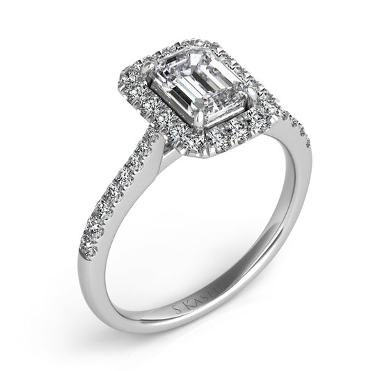 This Engagement Ring  is available in 14K White Gold. There are a total of 34 stones. There are Rounds with a total carat weight of 0.44 set in a Micro Prong setting.