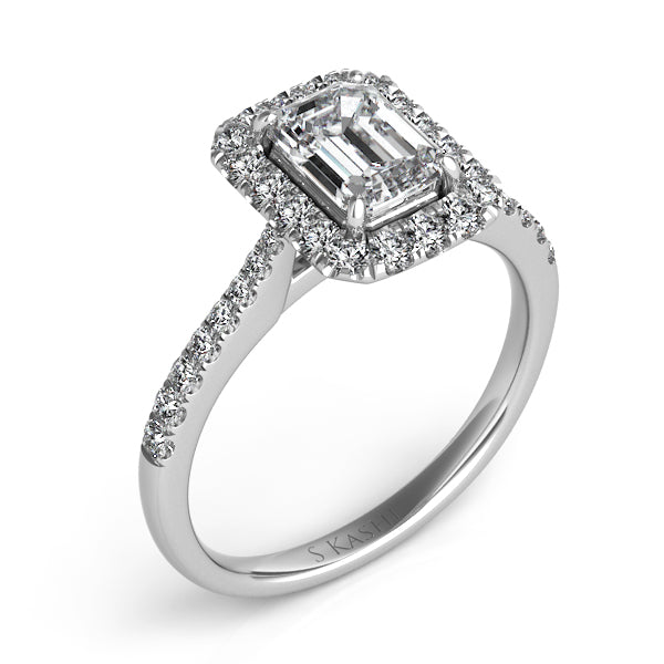 This Engagement Ring  is available in 14K White Gold. There are a total of 38 stones. There are Rounds with a total carat weight of 0.51 set in a Micro Prong setting.
