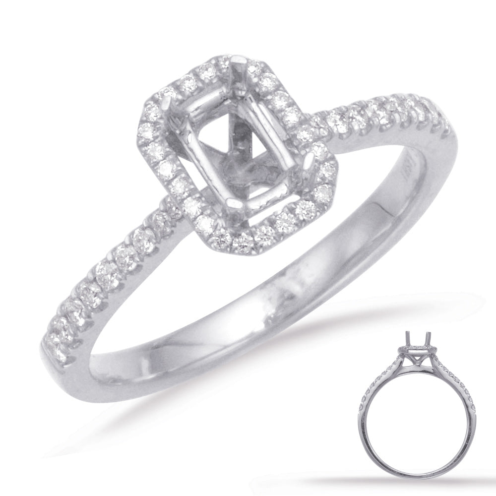 This Engagement Ring  is available in 14K White Gold. There are a total of 48 stones. There are Rounds with a total carat weight of 0.31 set in a Micro Prong setting.