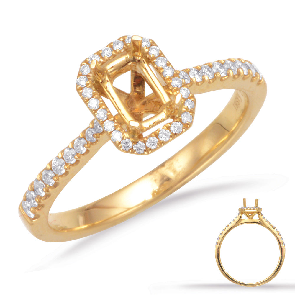 This Engagement Ring  is available in 14K Yellow Gold. There are a total of 48 stones. There are Rounds with a total carat weight of 0.31 set in a Micro Prong setting.