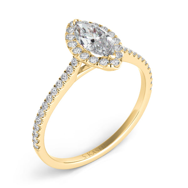 This Engagement Ring  is available in 14K Yellow Gold. There are a total of 42 stones. There are Rounds with a total carat weight of 0.27 set in a Micro Prong setting.