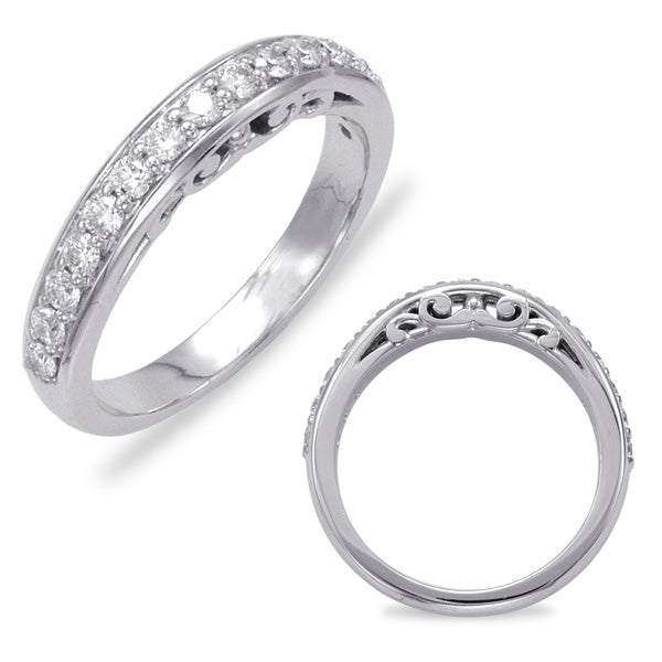 This Band is available in 14K White Gold. There are a total of 16 stones. There are Round with a total carat weight of 0.48 set in a Micro Prong setting.