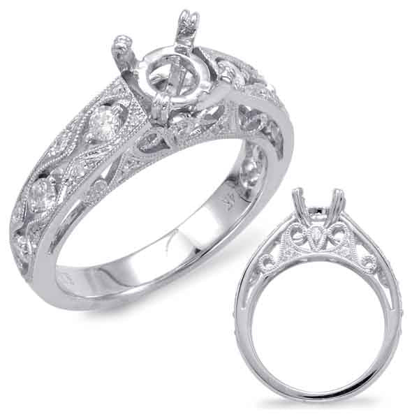 This Engagement Ring  is available in 14K White Gold. There are a total of 24 stones. There are Rounds with a total carat weight of 0.39 set in a Micro Pave|Prong Set setting.