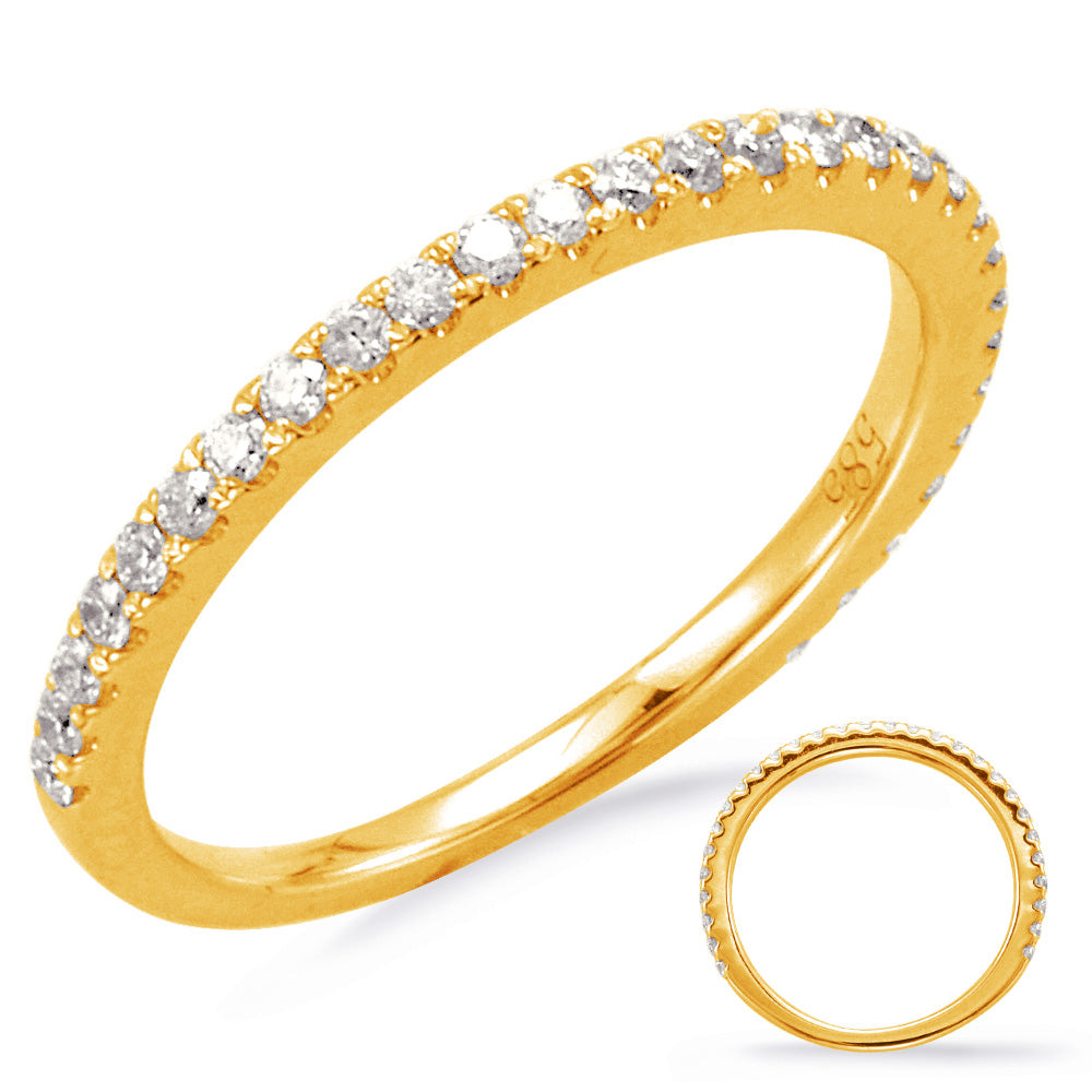 This Band is available in 14K Yellow Gold. There are a total of 29 stones. There are Round with a total carat weight of 0.29 set in a Micro Prong setting.