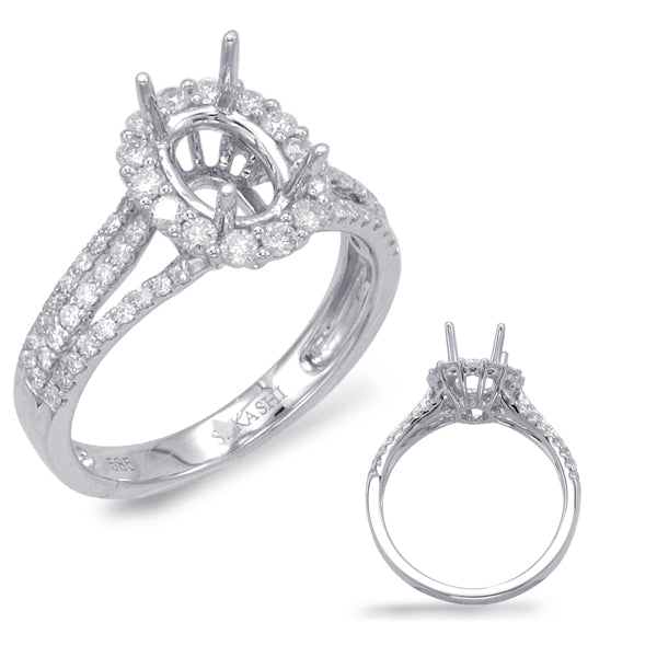 This Engagement Ring  is available in 14K White Gold. There are a total of 66 stones. There are Rounds with a total carat weight of 0.56 set in a Micro Prong setting.
