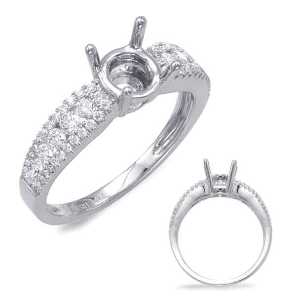 This Engagement Ring  is available in 14K White Gold. There are a total of 68 stones. There are Rounds with a total carat weight of 0.5 set in a Channel Set|Micro Prong setting.
