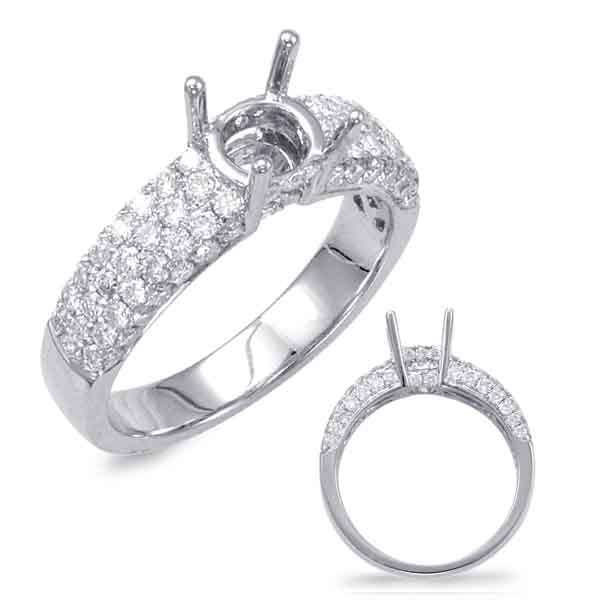 This Engagement Ring  is available in 14K White Gold. There are a total of 86 stones. There are Rounds with a total carat weight of 0.97 set in a Micro Pave setting.