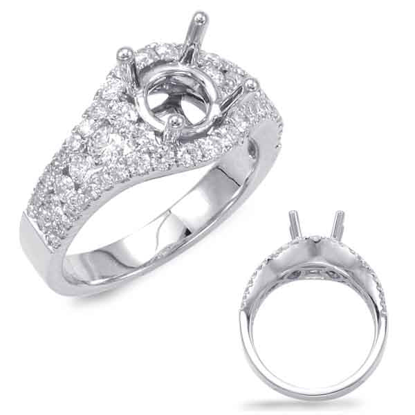 This Engagement Ring  is available in 14K White Gold. There are a total of 70 stones. There are Rounds with a total carat weight of 0.62 set in a Channel Set|Micro Prong setting.
