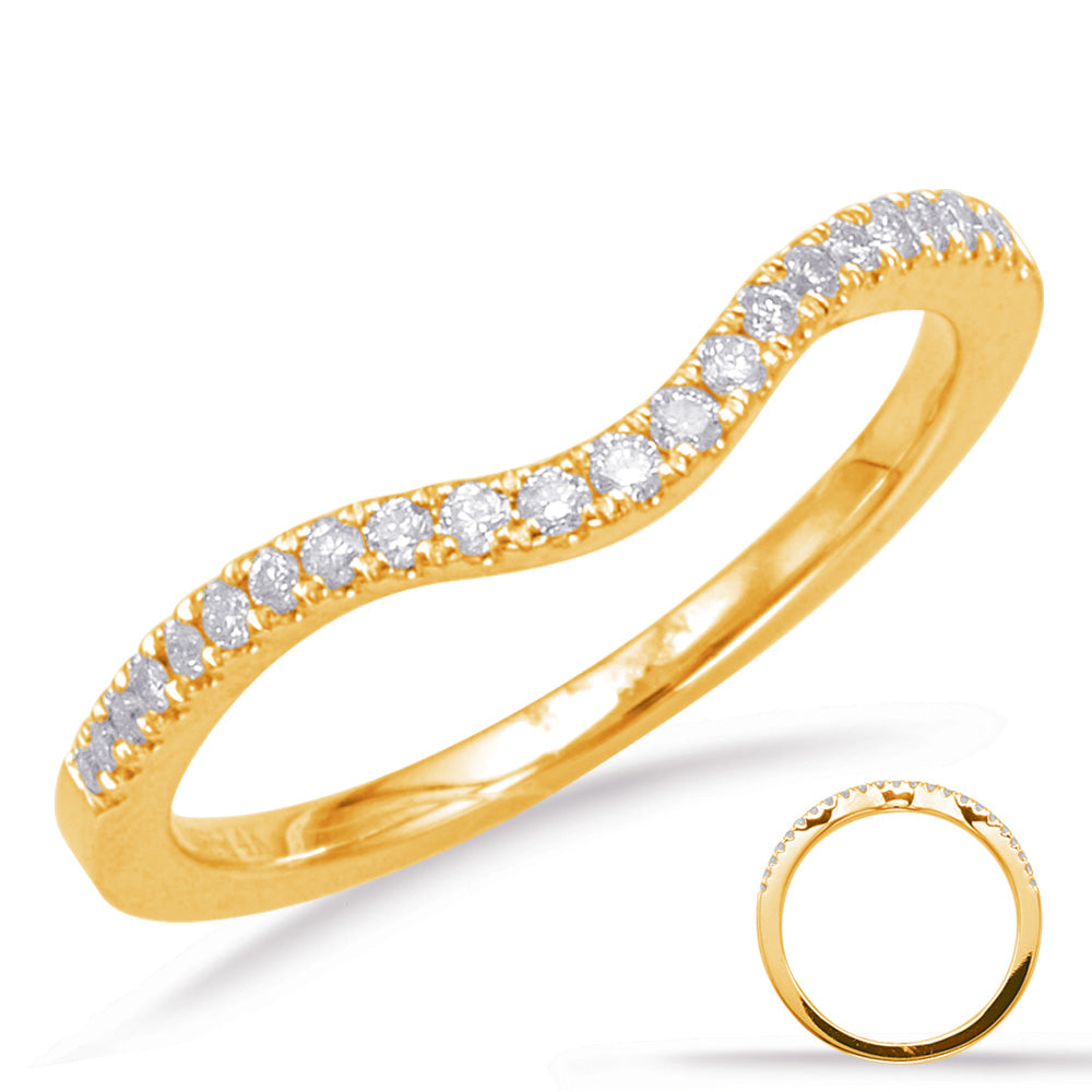 This Band is available in 14K Yellow Gold. There are a total of 23 stones. There are Round with a total carat weight of 0.13 set in a Micro Prong setting.