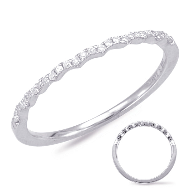This Band is available in 14K White Gold. There are a total of 28 stones. There are Round with a total carat weight of 0.09 set in a Micro Prong setting.