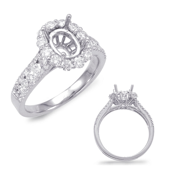 This Engagement Ring  is available in 14K White Gold. There are a total of 68 stones. There are Rounds with a total carat weight of 1.08 set in a Channel Set|Micro Prong|Prong Set setting.
