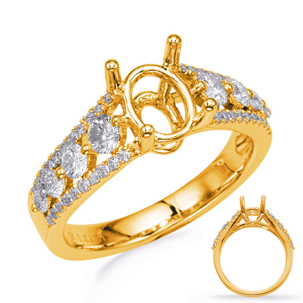 This Engagement Ring  is available in 14K Yellow Gold. There are a total of 52 stones. There are Rounds with a total carat weight of 0.71 set in a Micro Prong|Prong Set|Shared Prongs setting.