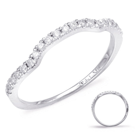 This Band is available in 14K White Gold. There are a total of 21 stones. There are Round with a total carat weight of 0.21 set in a Micro Prong setting.