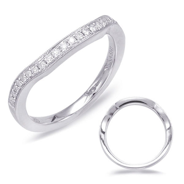This Band is available in 14K White Gold. There are a total of 23 stones. There are Round with a total carat weight of 0.13 set in a Micro Pave setting.