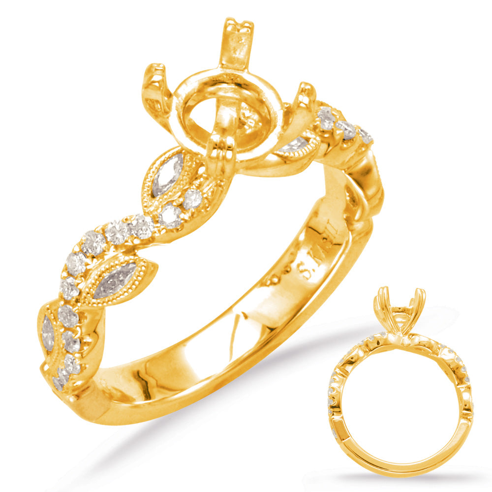 This Engagement Ring  is available in 14K Yellow Gold. There are a total of 31 stones. There are Marquise with a total carat weight of 0.16 set in a Bezel Set|Micro Prong setting.There are Rounds stones with a total carat weight of 0.24 set in a Bezel Set|Micro Prong.