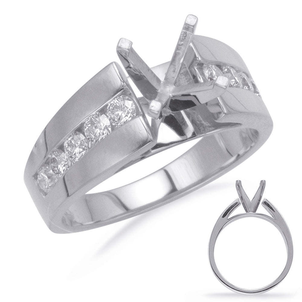 This Engagement Ring  is available in 14K White Gold. There are a total of 10 stones. There are Rounds with a total carat weight of 0.67 set in a Channel Set setting.