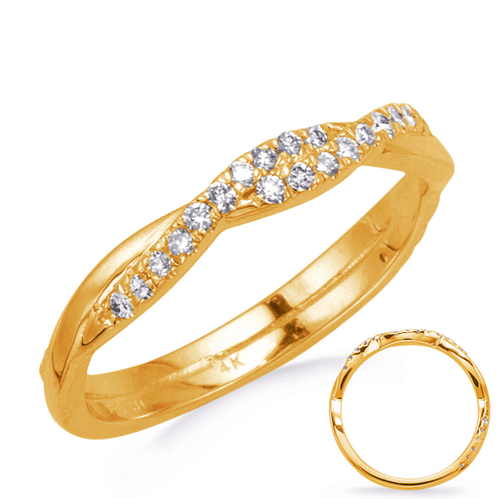 This Band is available in 14K Yellow Gold. There are a total of 32 stones. There are Round with a total carat weight of 0.22 set in a Micro Prong setting.