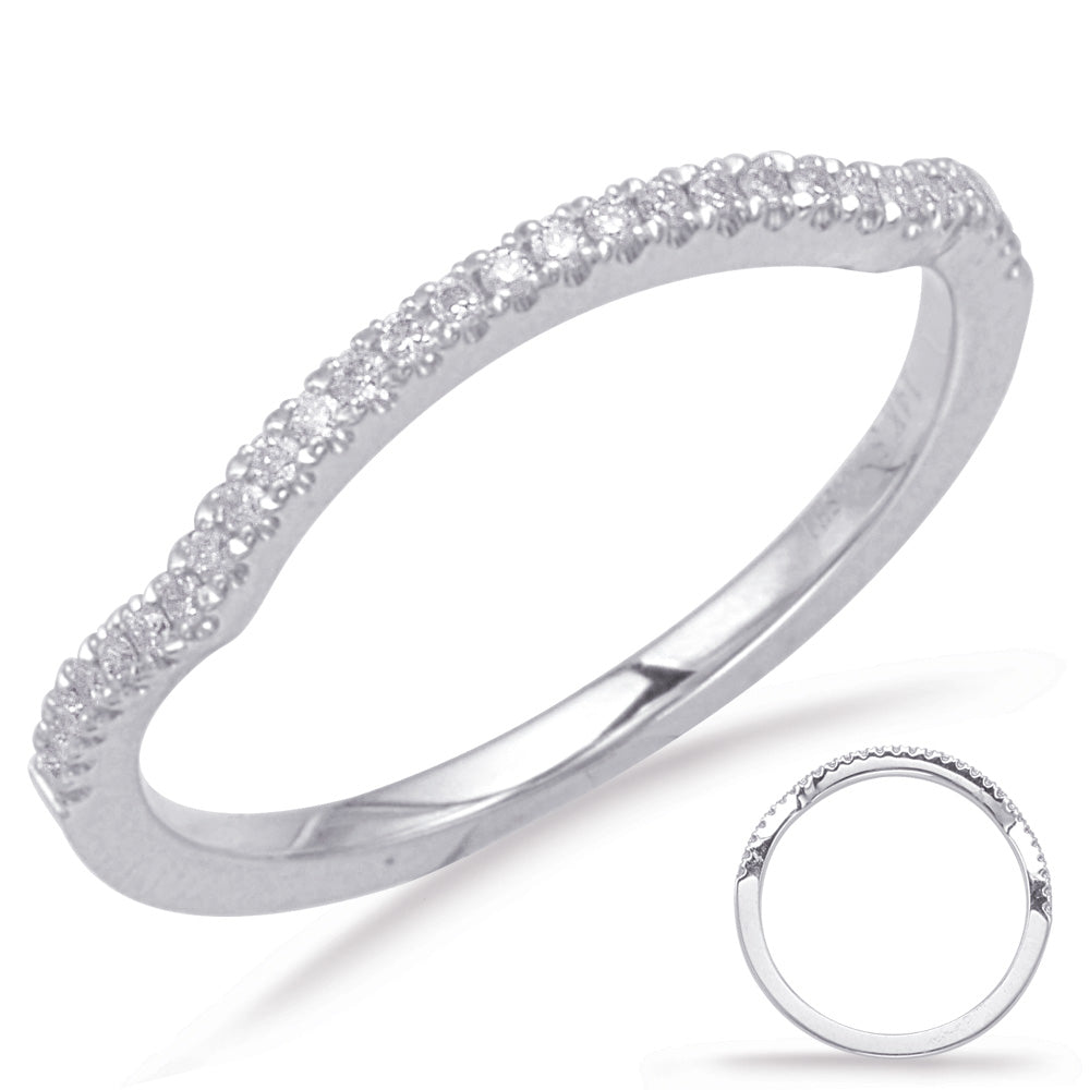This Band is available in 14K White Gold. There are a total of 29 stones. There are Round with a total carat weight of 0.11 set in a Micro Prong setting.