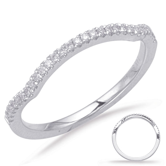 This Band is available in 14K White Gold. There are a total of 29 stones. There are Round with a total carat weight of 0.11 set in a Micro Prong setting.