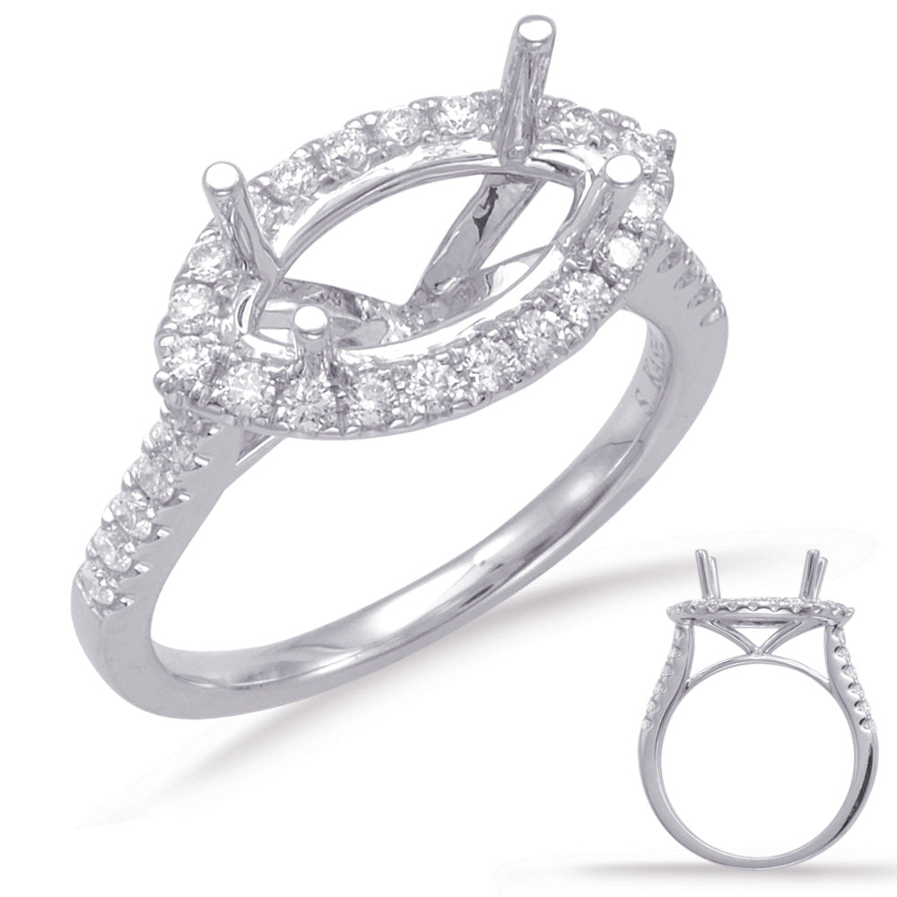 This Engagement Ring  is available in 14K White Gold. There are a total of 32 stones. There are Rounds with a total carat weight of 0.43 set in a Micro Prong setting.
