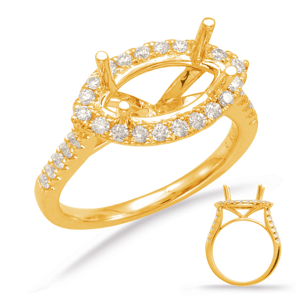 This Engagement Ring  is available in 14K Yellow Gold. There are a total of 30 stones. There are Rounds with a total carat weight of 0.32 set in a Micro Prong setting.