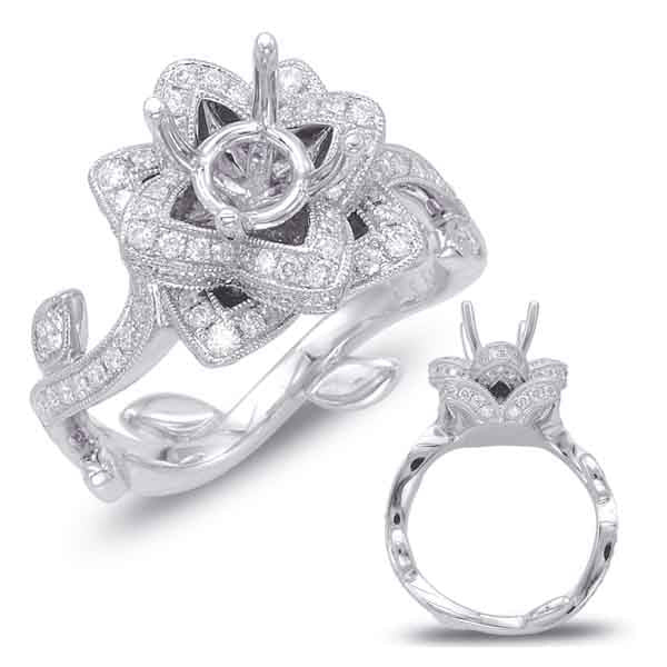 This Engagement Ring  is available in 14K White Gold. There are a total of 180 stones. There are Rounds with a total carat weight of 0.95 set in a Micro Pave|Micro Prong setting.