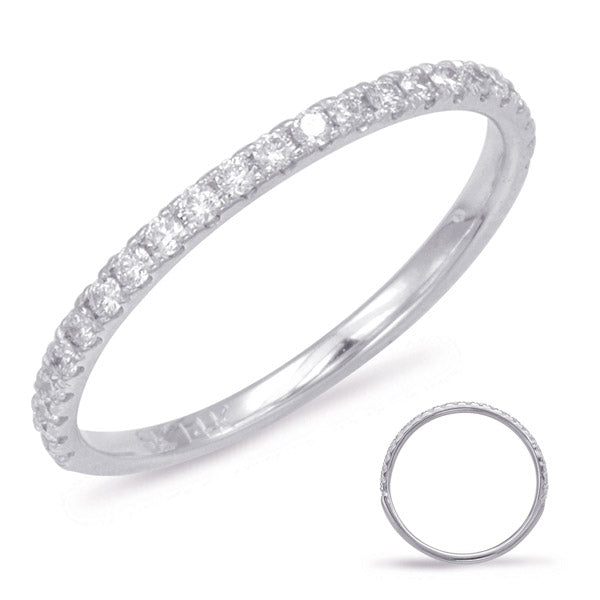 This Band is available in 14K White Gold. There are a total of 23 stones. There are Round with a total carat weight of 0.28 set in a Micro Prong setting.