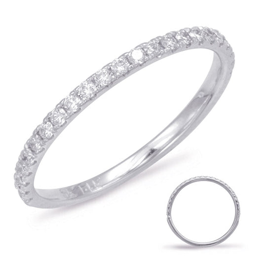 This Band is available in 14K White Gold. There are a total of 23 stones. There are Round with a total carat weight of 0.28 set in a Micro Prong setting.