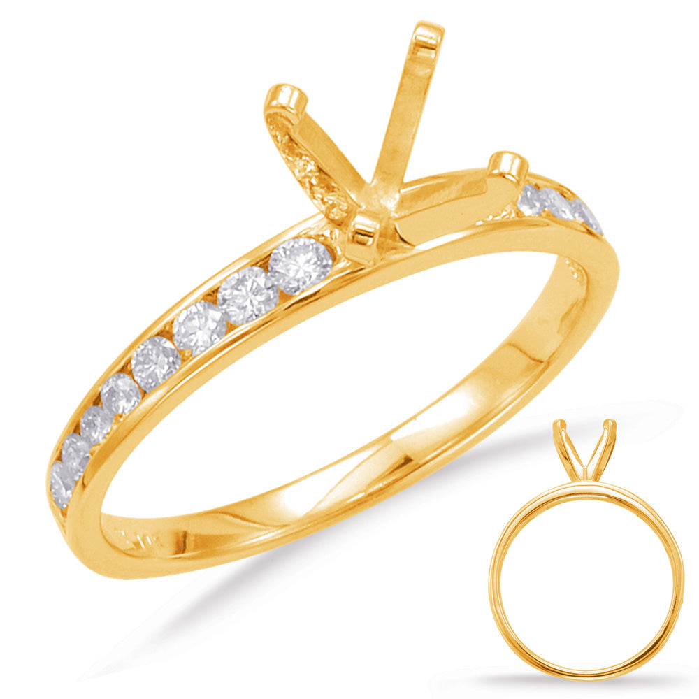 This Engagement Ring  is available in 14K Yellow Gold. There are a total of 16 stones. There are Rounds with a total carat weight of 0.36 set in a Channel Set setting.