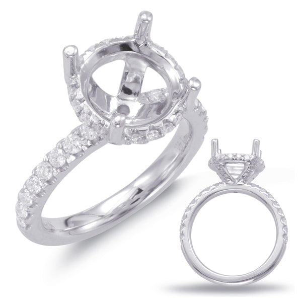 This Engagement Ring  is available in 14K White Gold. There are a total of 44 stones. There are Rounds with a total carat weight of 0.46 set in a Micro Prong setting.