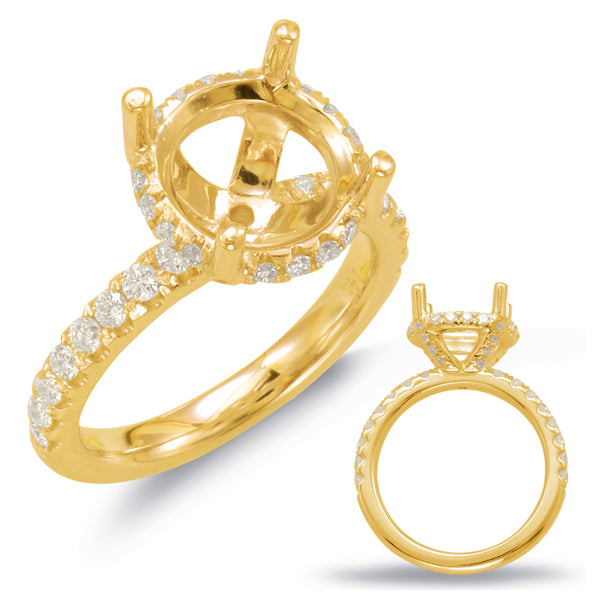 This Engagement Ring  is available in 14K Yellow Gold. There are a total of 48 stones. There are Rounds with a total carat weight of 0.49 set in a Micro Prong setting.