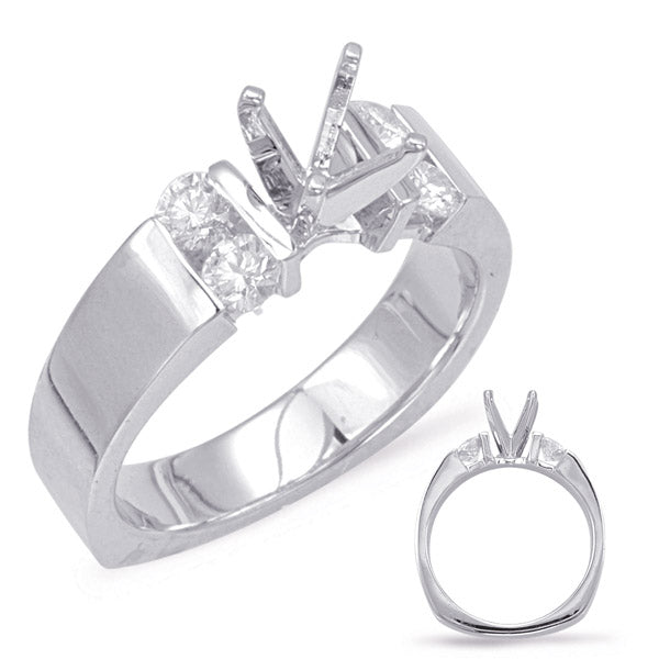 This Engagement Ring  is available in 14K White Gold. There are a total of 4 stones. There are Rounds with a total carat weight of 0.37 set in a Channel Set setting.